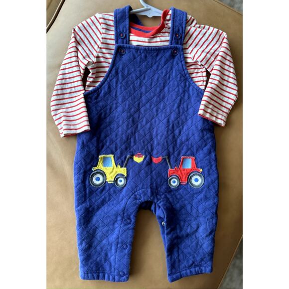 Baby Boden tractor applique quilted dungarees, 6-9